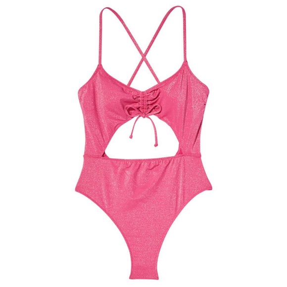 Ruched Shine Cutout One-Piece Swimsuit - Picture 1 of 3